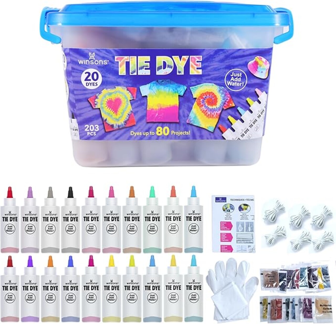 Tie Dye Kit 20 Colors Permanent Fabric Dye Art Set for Kids Adults for School, Homemade Party, Creative Groups Activities, DIY Gift